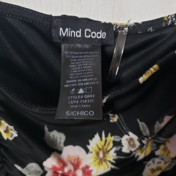 Floral Ruched Mesh Cropped Tank - Mind Code (Urban Planet) - Picture 3 of 3